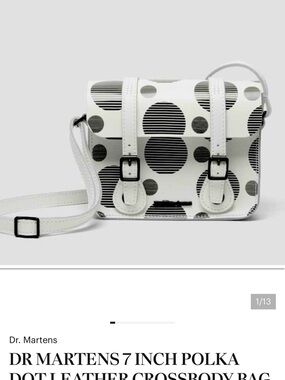 Dr. Martens White and Black Polka Dot Leather Crossbody Bag
